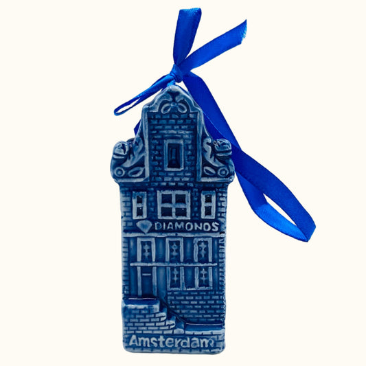 MX Christmas Ornament Amsterdam House Delft Blue 8.5cm Ceramic