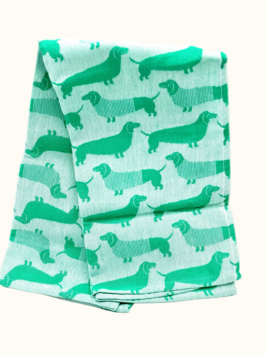 Hema Green Dog Tea Towel 65x65cm
