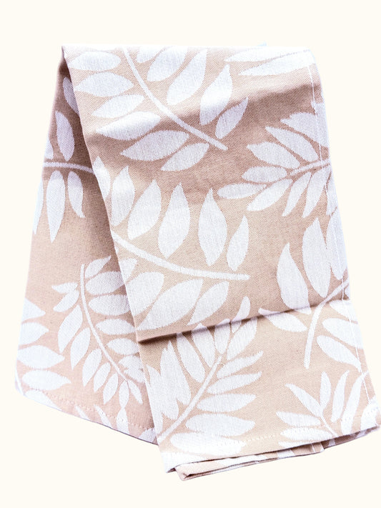 Hema Beige Leaf Tea Towel 65x65cm