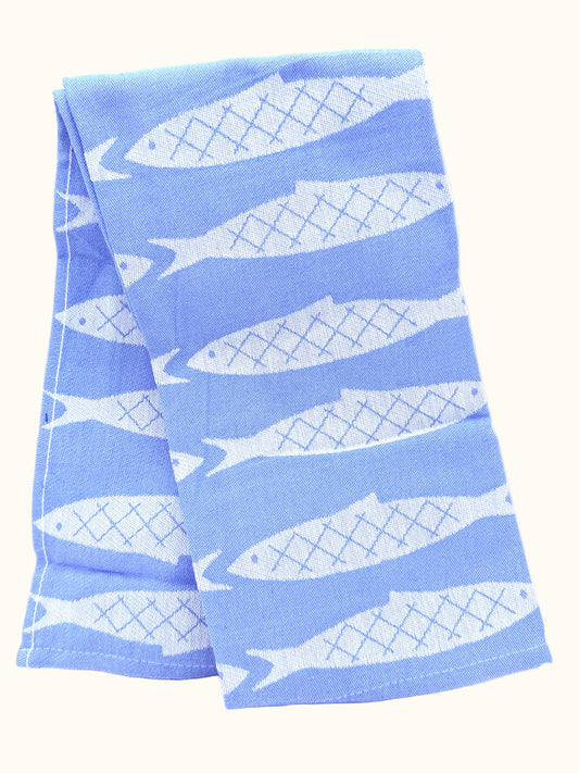 Hema Bleu Fish Tea Towel 65x65cm
