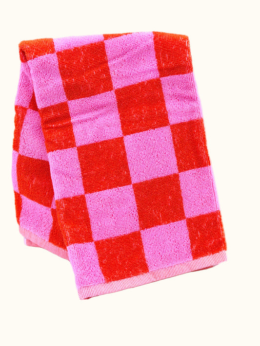 Hema Pink & Orange  Block Kitchen Towel 50x50cm
