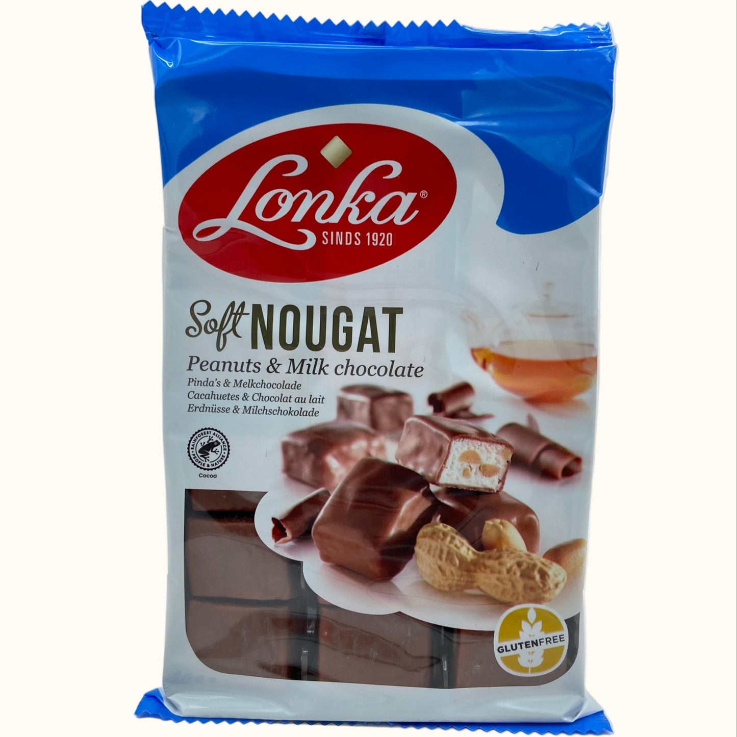 Lonka Soft Nougat with Peanuts and Milk Chocolate 220g