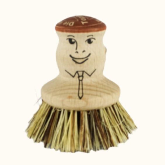 Redecker Pot Brush Wood Happy Face