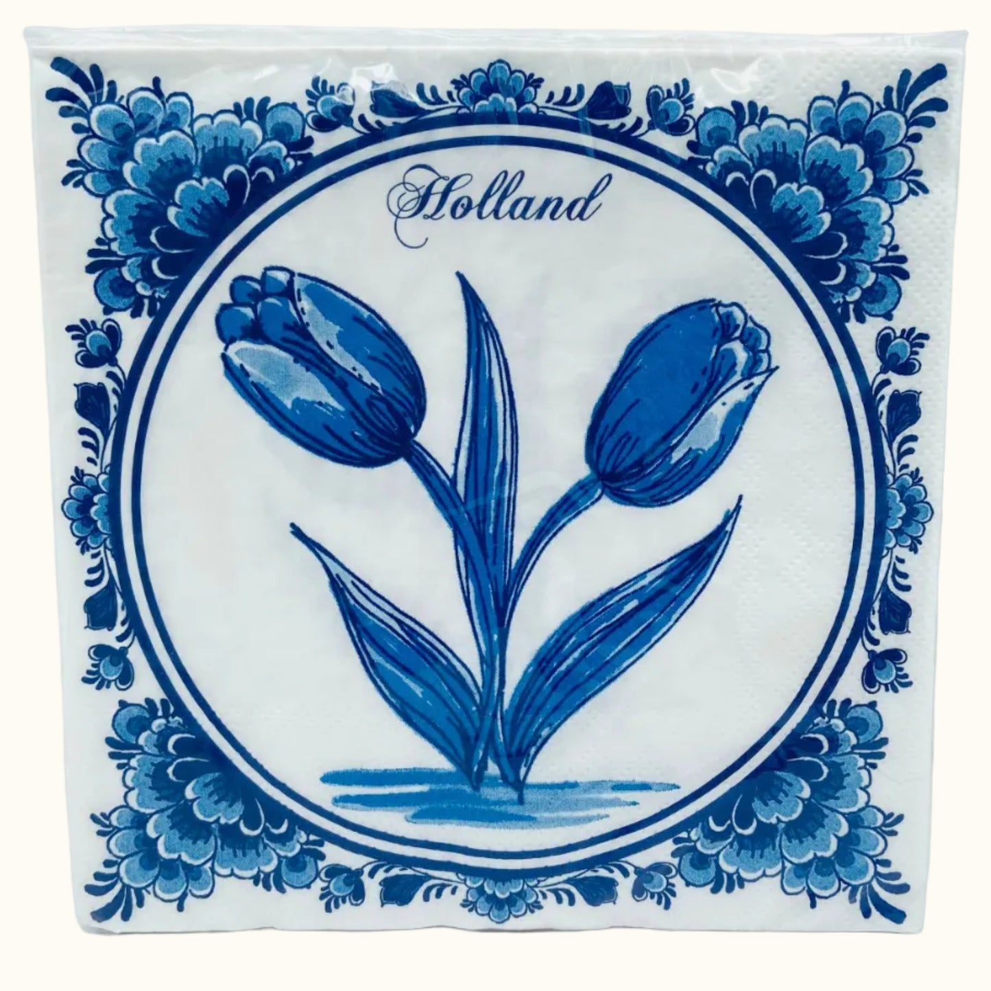 Napkins 3 Layer Tulips Delfts Blue