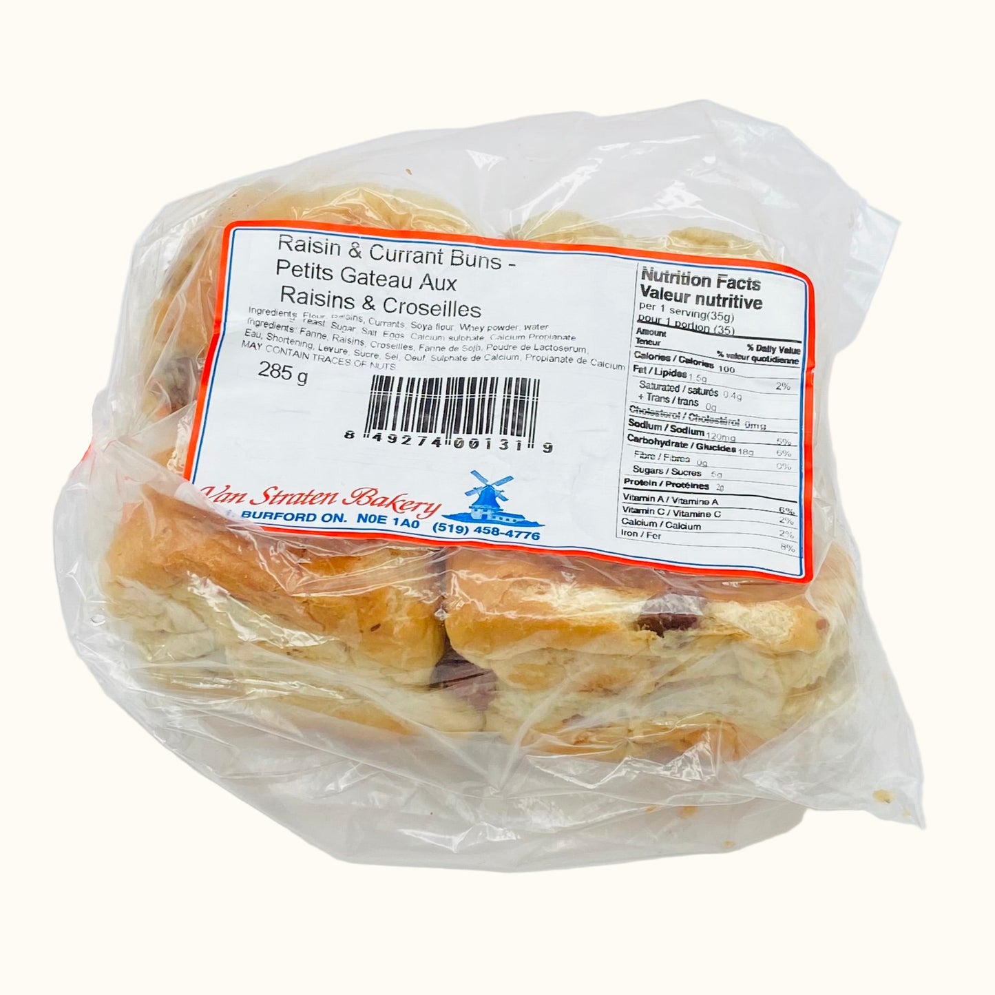 Van Straten Bakery Raisin Buns 8pc 285g