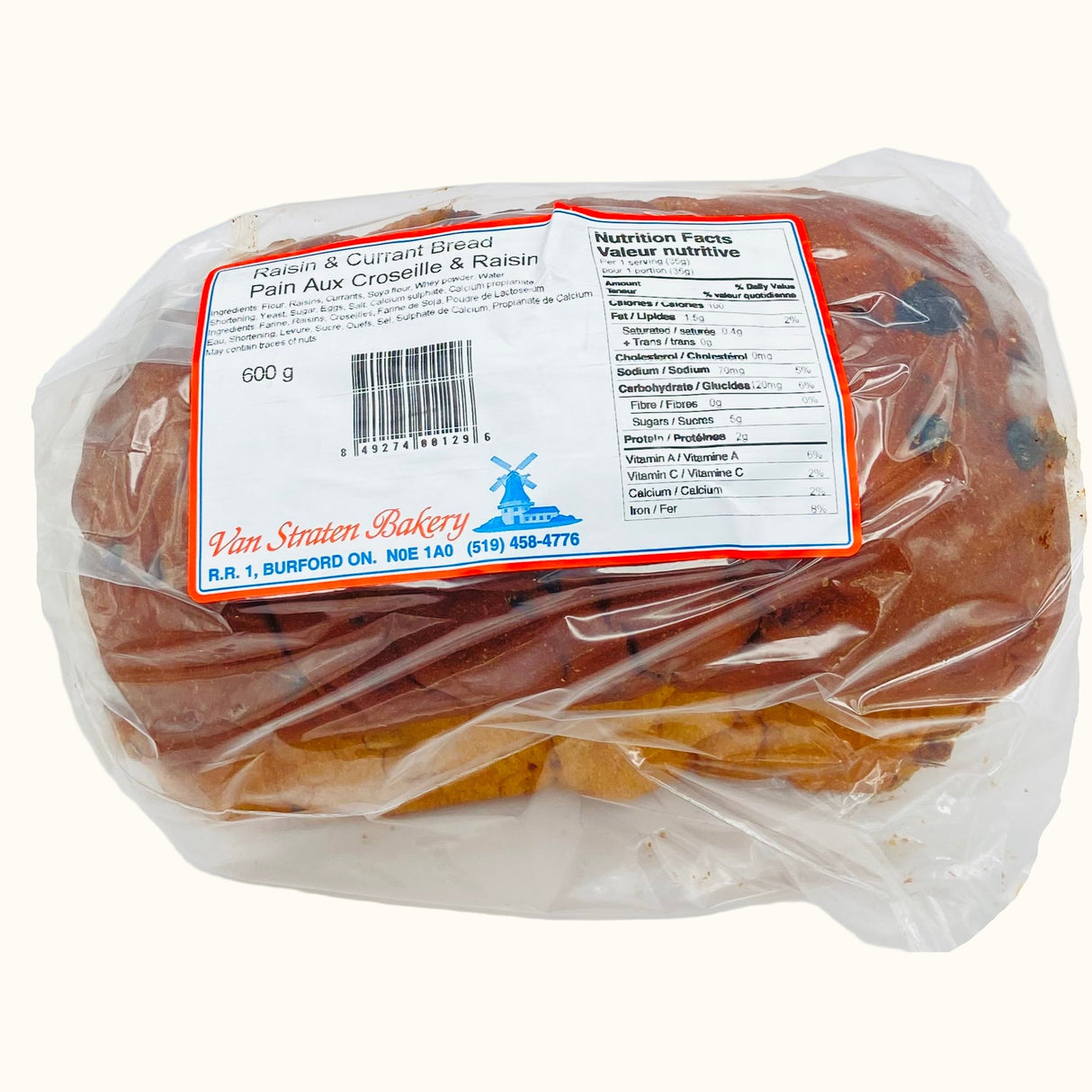 Van Straten Bakkerij Rozijnenbrood 600g