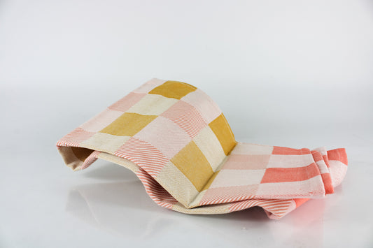 HEMA Tea Towel 65x65 yellow pink squares