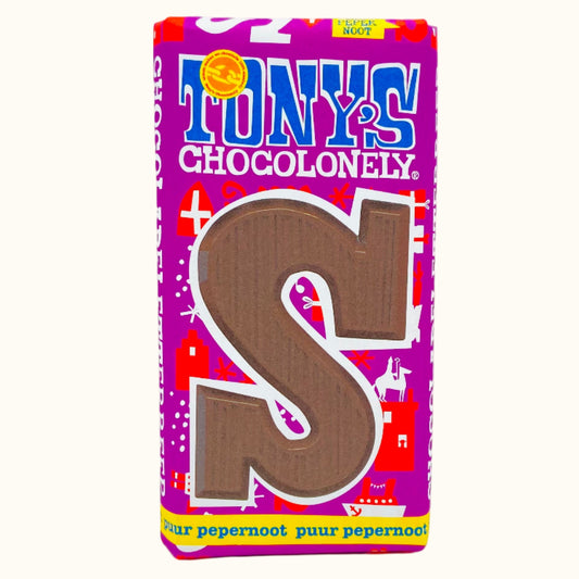 Tony's Chocolonely dark pepernoot chocolate Letters S 180g