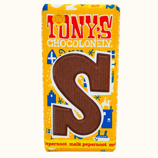 Tony's Chocolonely milk pepernoot chocolate Letters S 180g