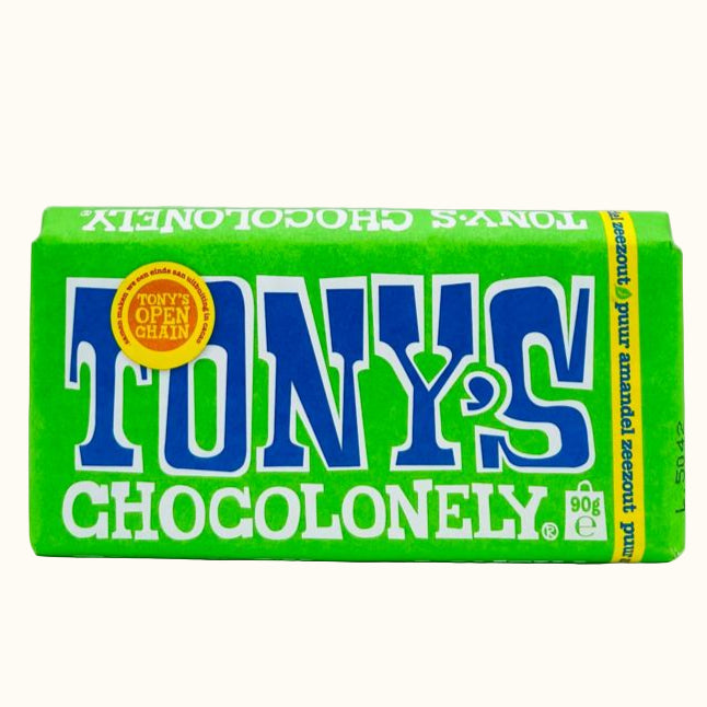 Tony's Chocolonely Dark Chocolate Almond Seasalt 90g