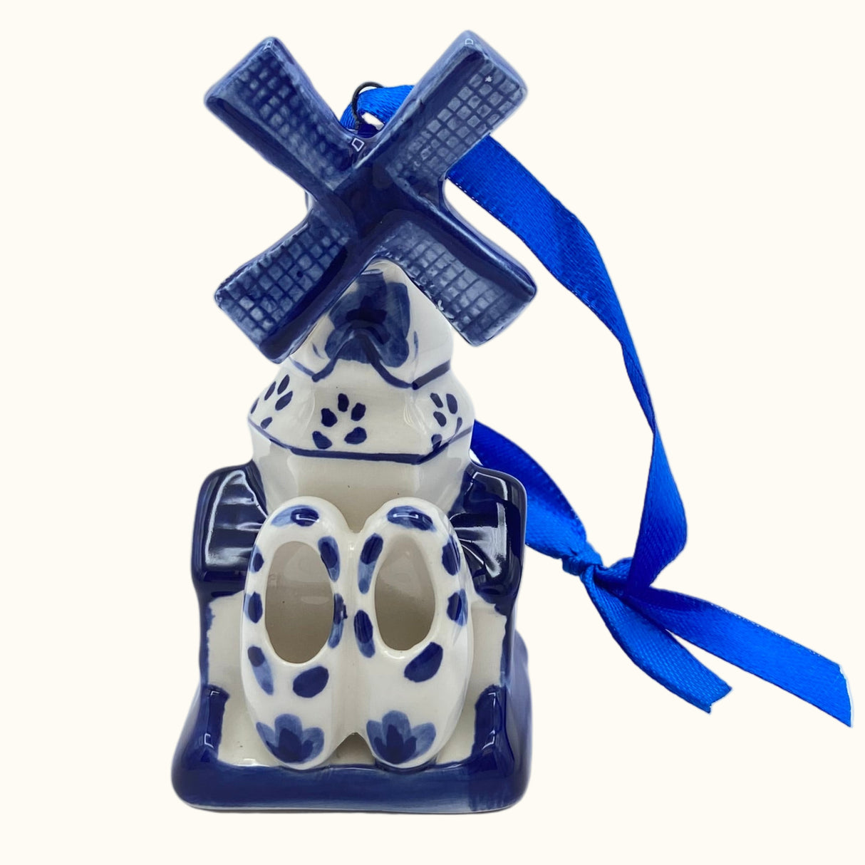 MX Windmolen met Houten Schoenen Delfts Blauw Ornament 8cm Keramiek