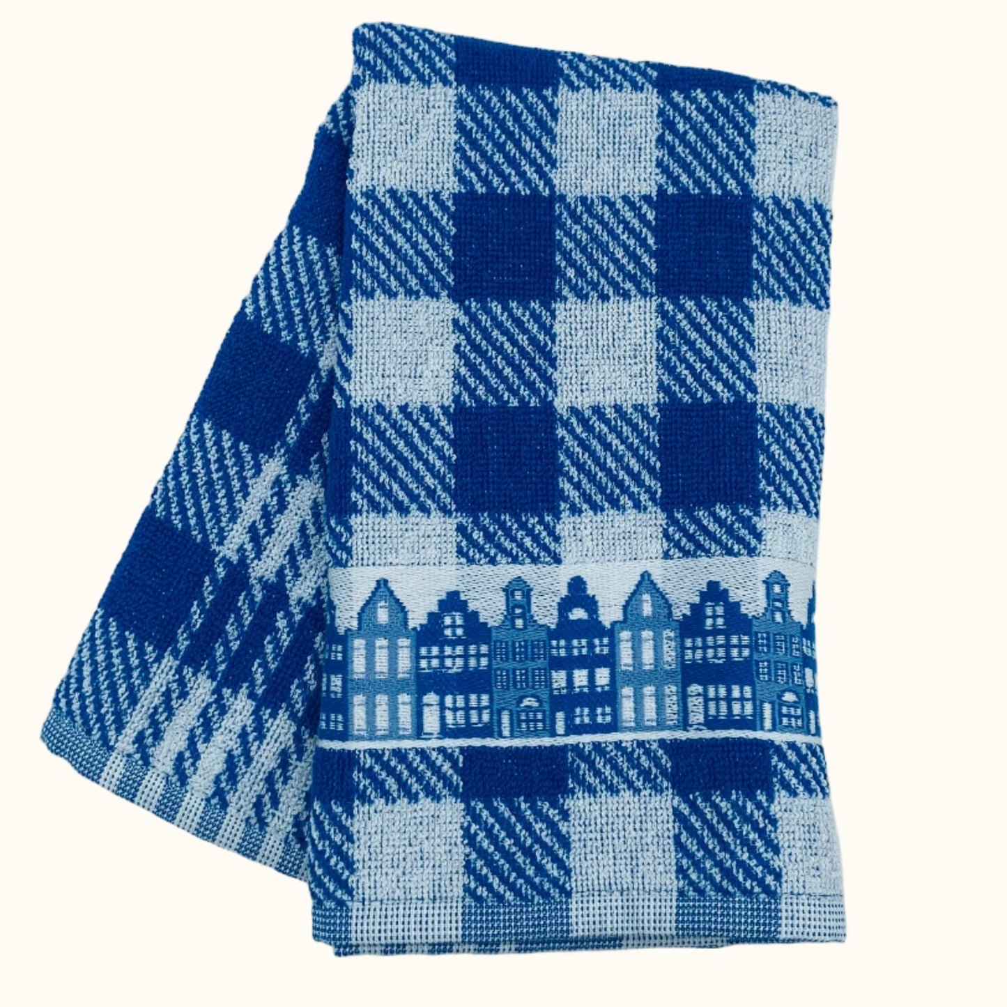 Twentse Damast Boy Girl Blauwe Keukendoek 50x50cm