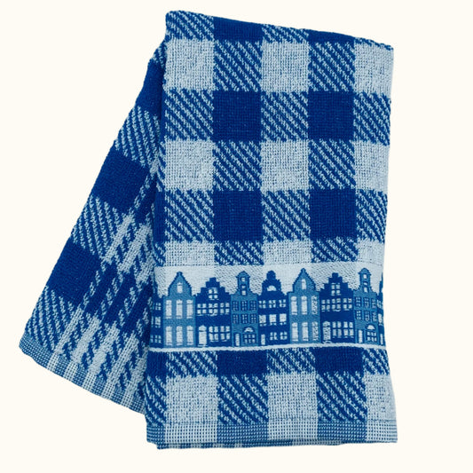 Twentse Damast Boy Girl Blauwe Keukendoek 50x50cm