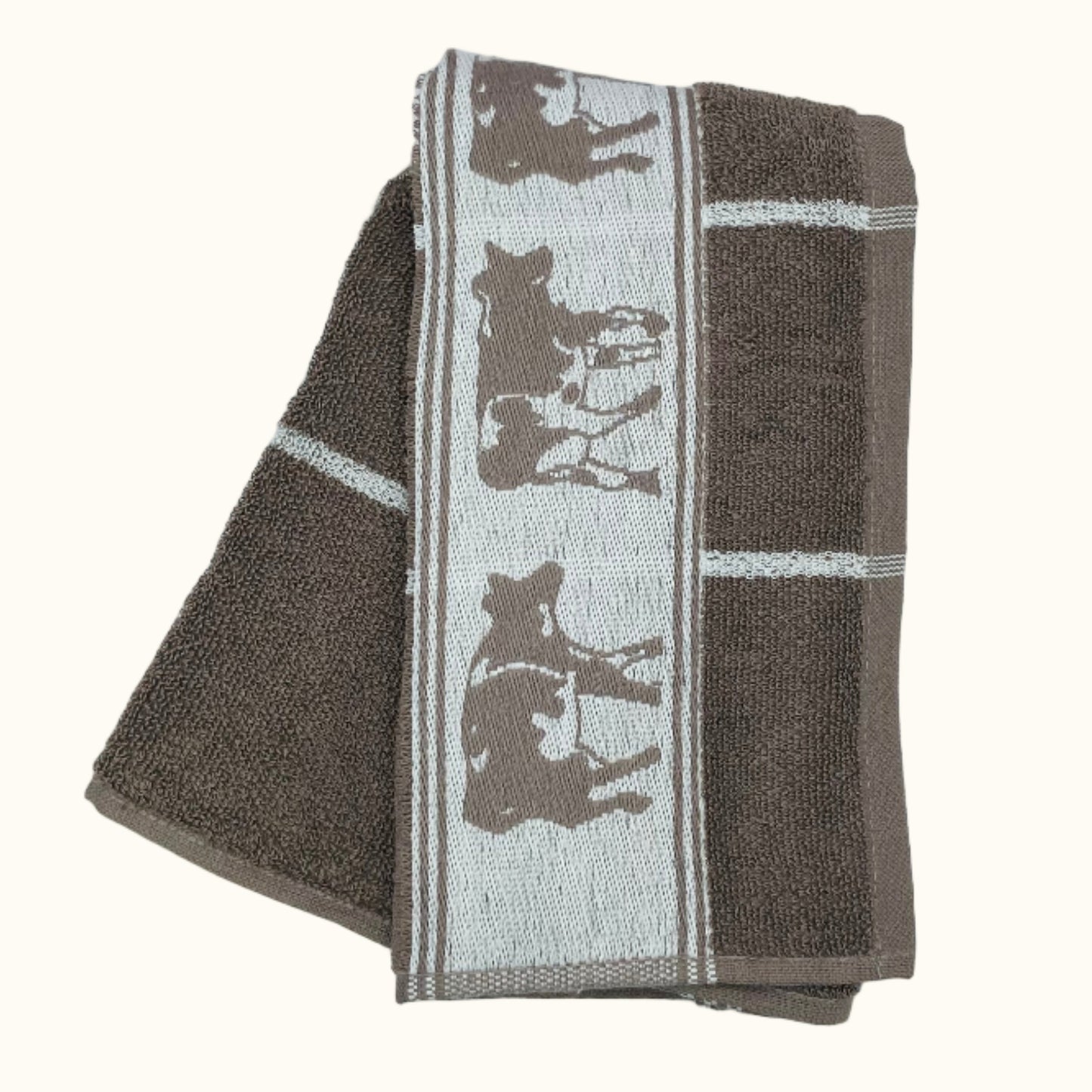 DDDDD ZW/Bont Taupe Keukendoek 50x55cm