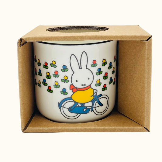 Ceramic Retro Mug – Miffy on Bike (White)