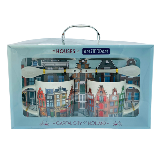 Gift Box with 2 Mugs & Saucers Houses