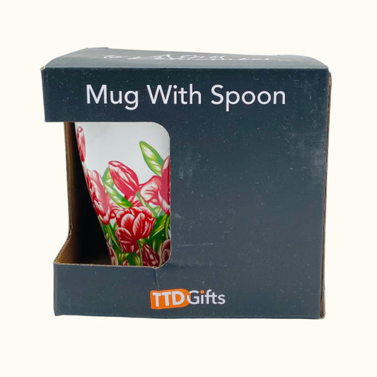 Mug with Spoon Tulips Red