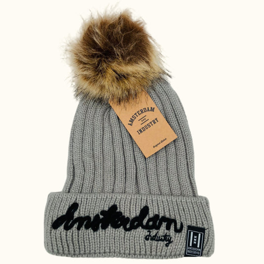 Boet Knitted Pom Hat – Grey