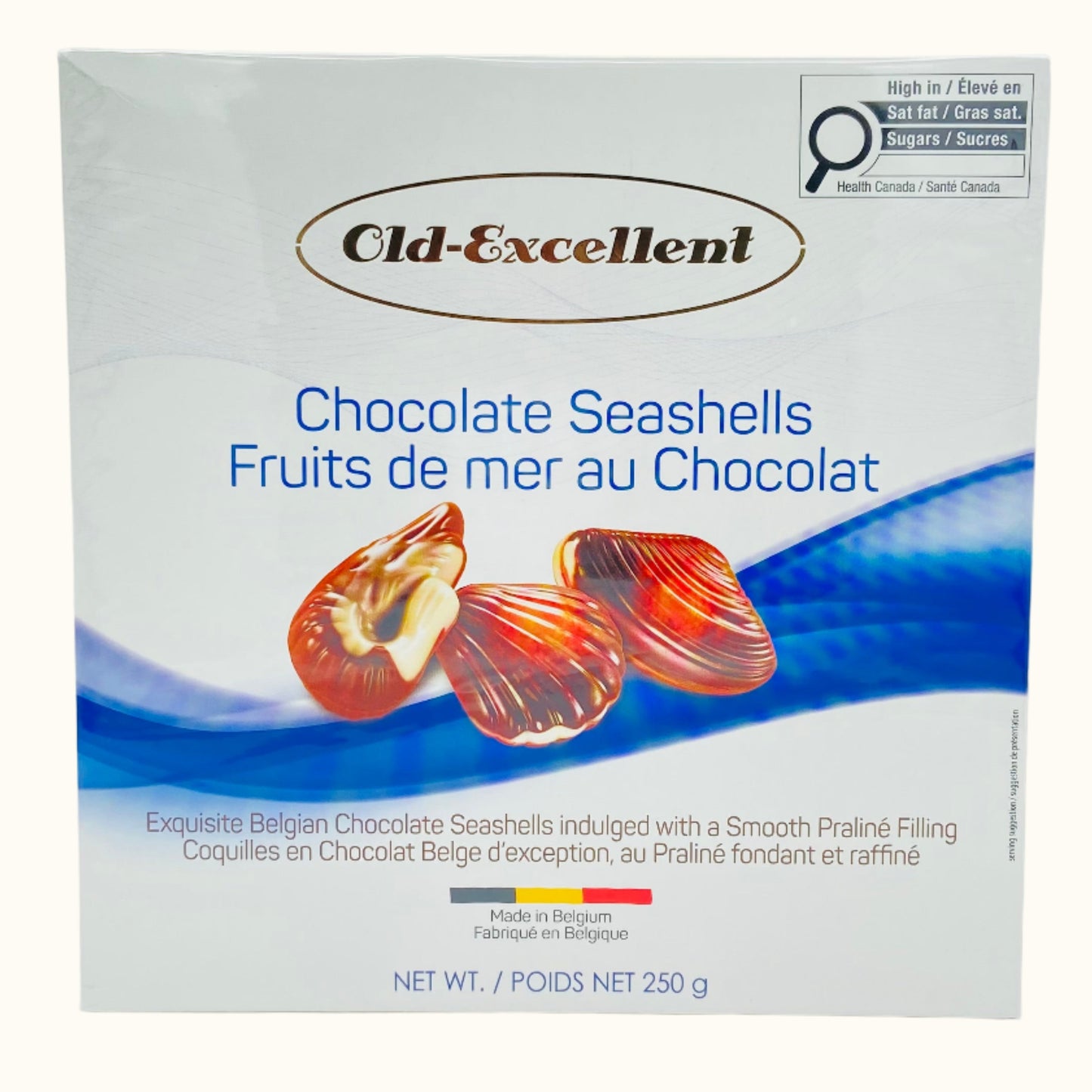 Old Excellent Belgium Chocolate with Praline Seashells 250g