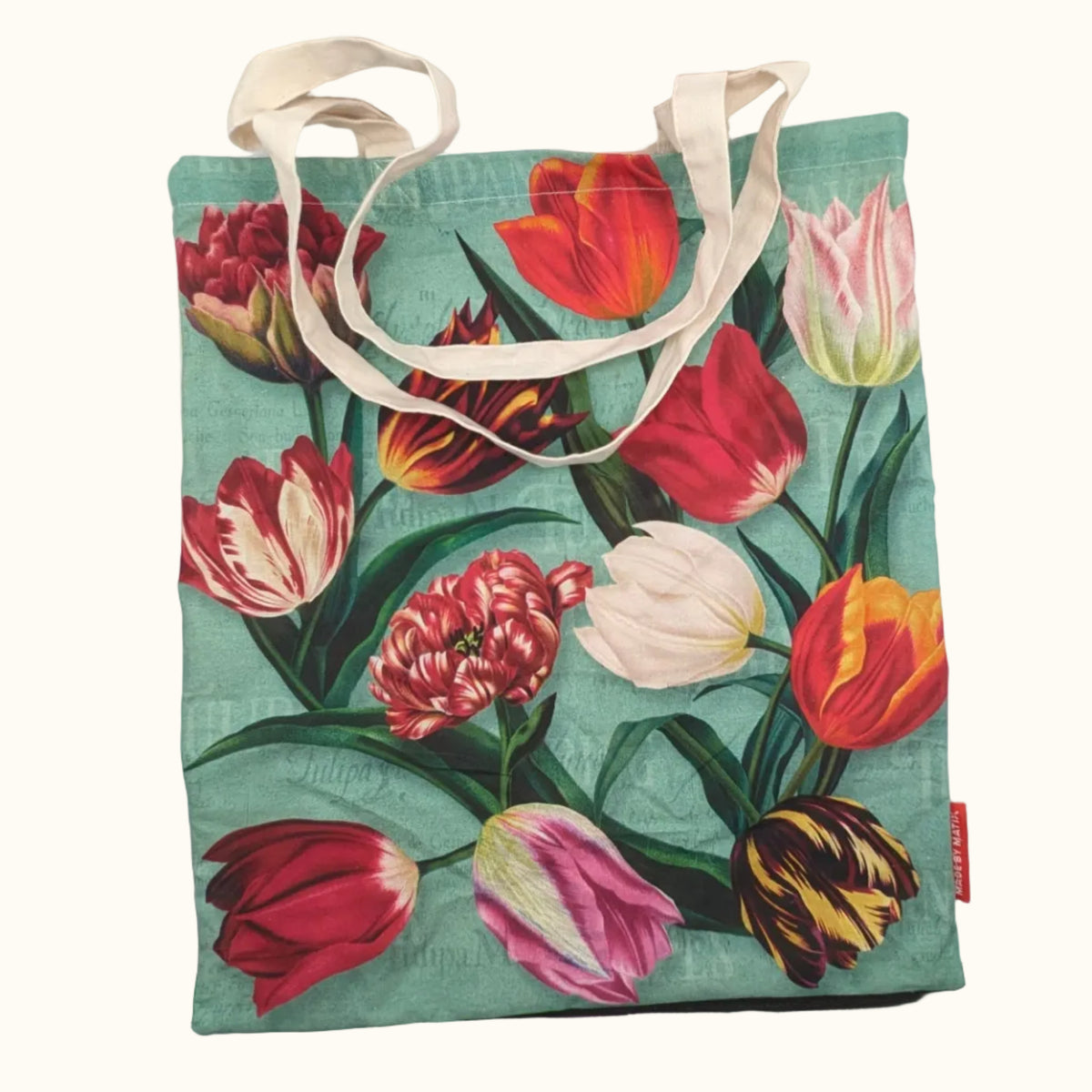 Cotton Bag Green 'Pretty Tulips'