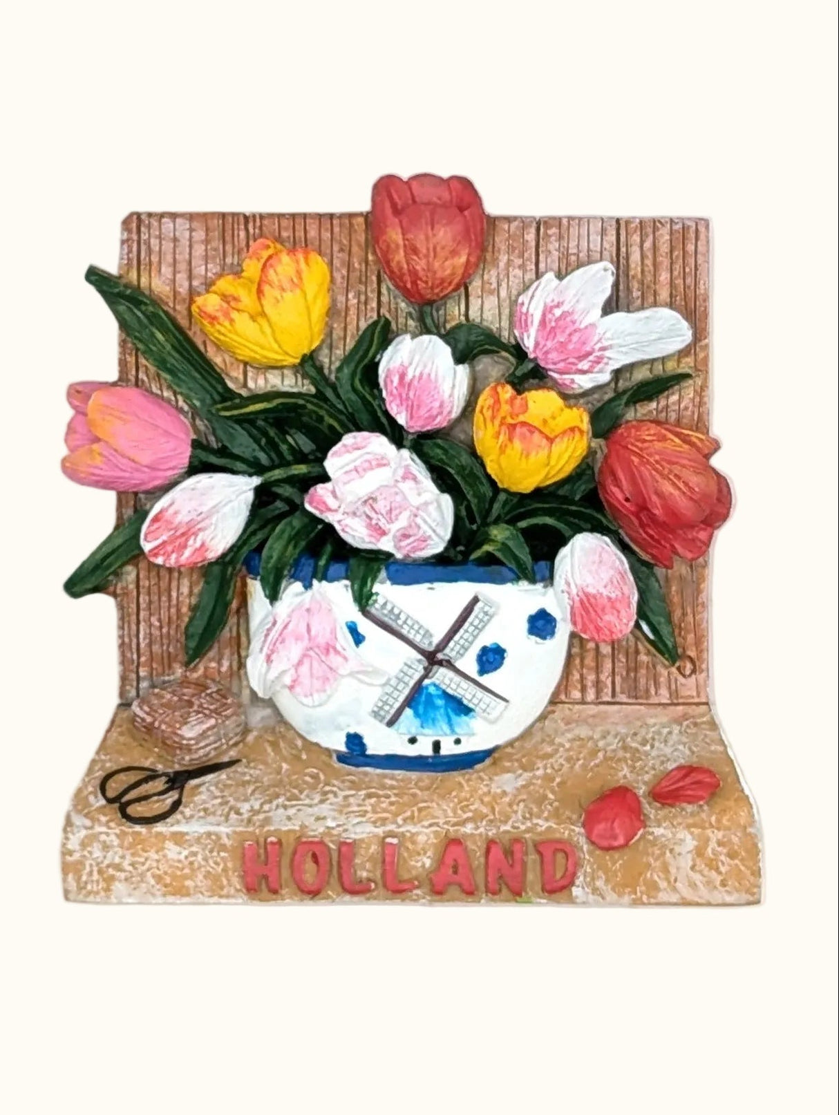 Polystone Magnet 3D Delft Blue Tulips In Vase