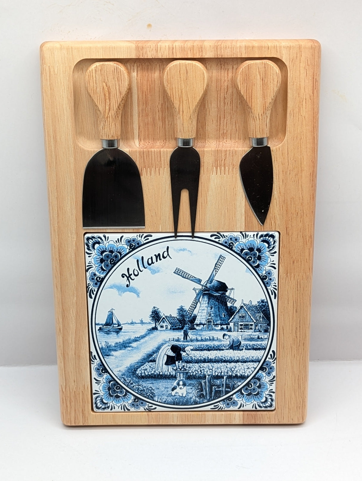 Cheese Board With Knives 20x30 cm Delft Blue Holland