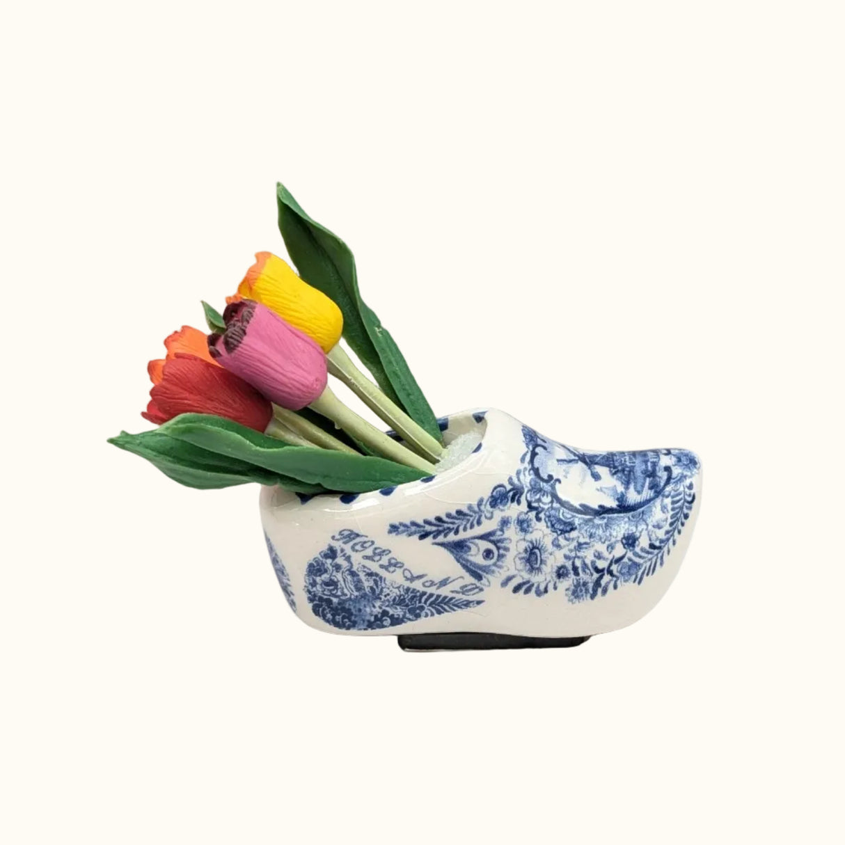 Ceramic Magnet Delft Blue Clog With Tulip 7 cm