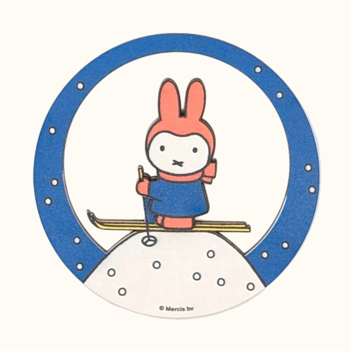 Magnet Wood Round Miffy Winter