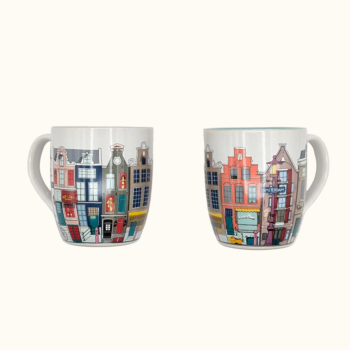 Set Of 2 Mugs Houses Green 8cm