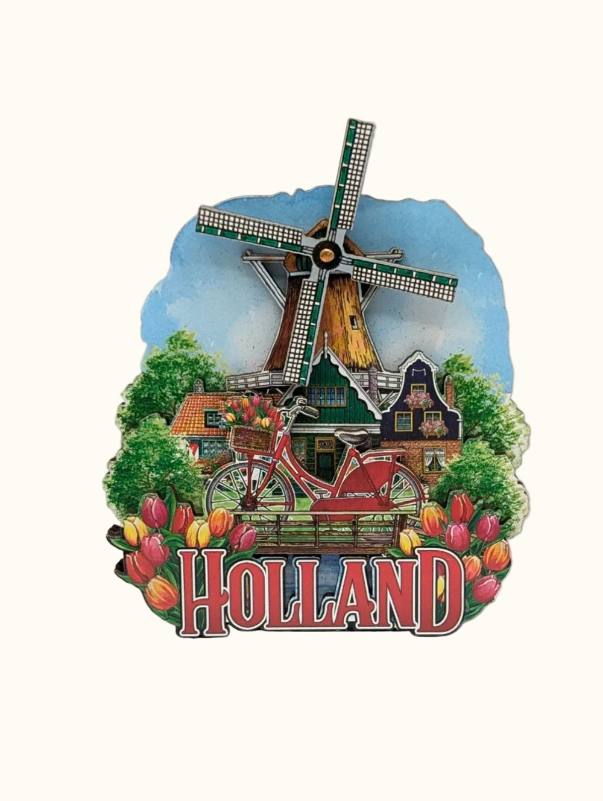 MDF/Epoxy Magnet Windmill With Turning Sails Holland