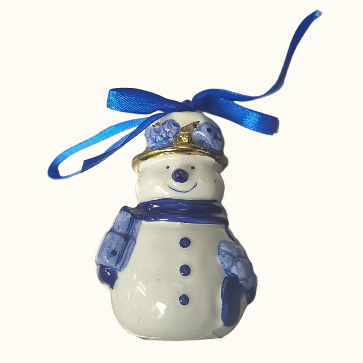 Christmas Ornament Snowman Delft Blue Gold