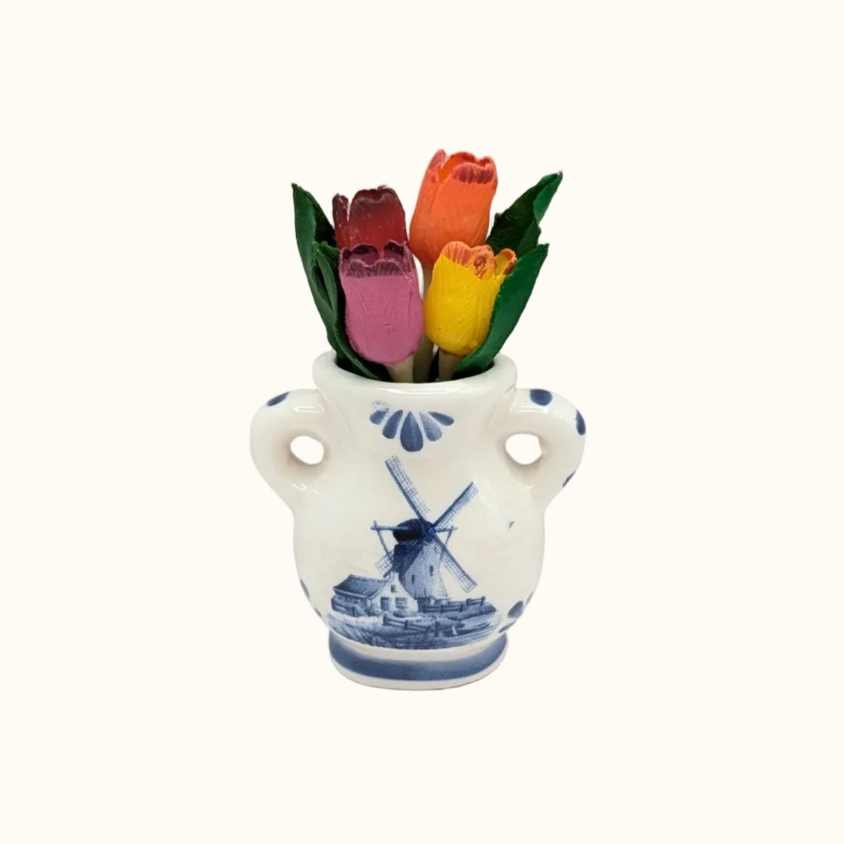 Ceramic Magnet Delft Blue Vase With Tulip