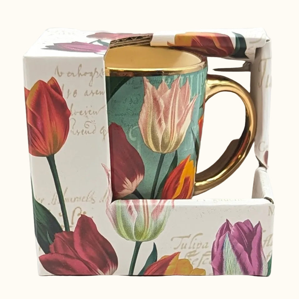 Mug Small Green 'Pretty Tulips'