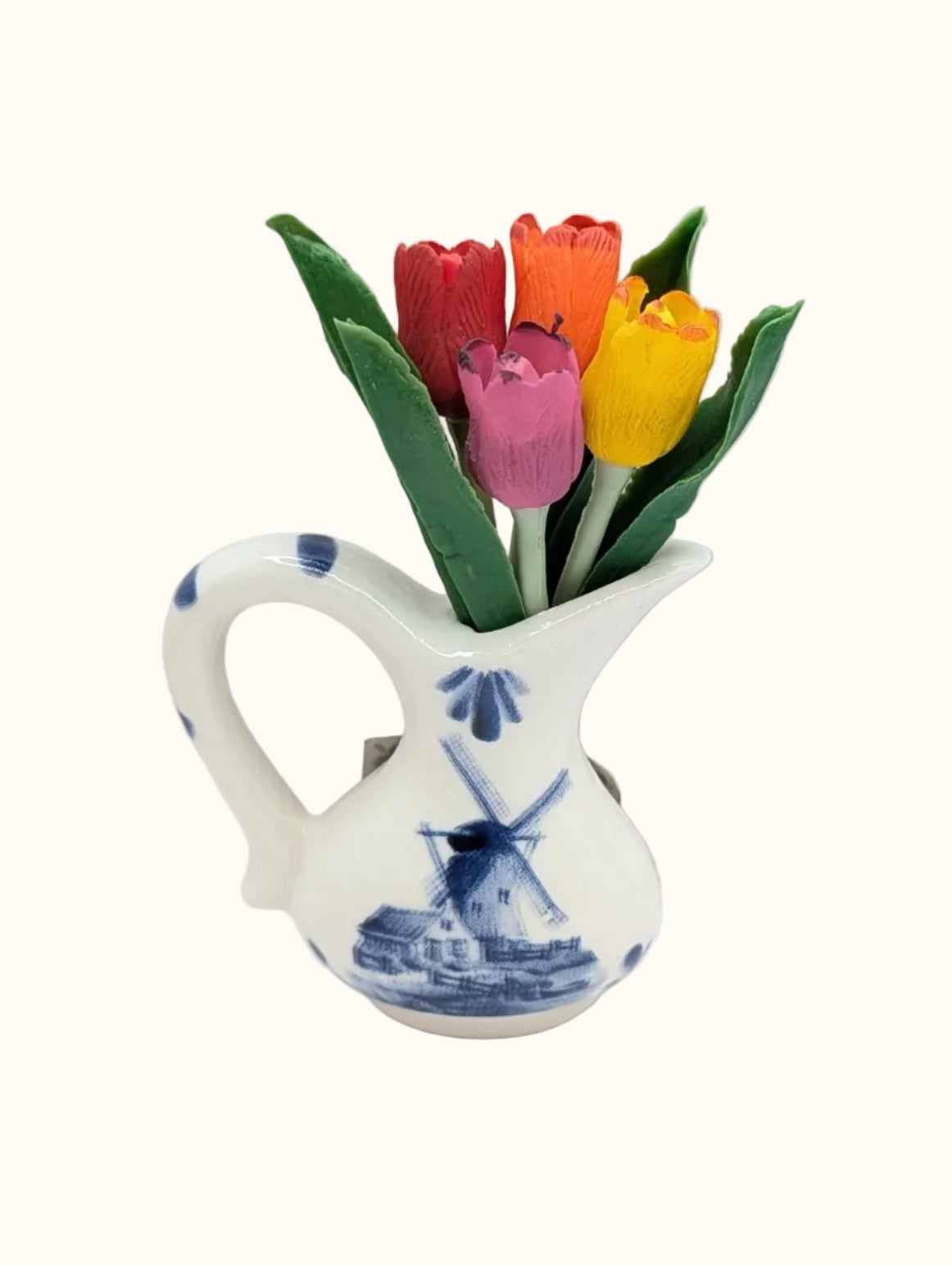 Ceramic Magnet Delft Blue Pitcher With Tulip