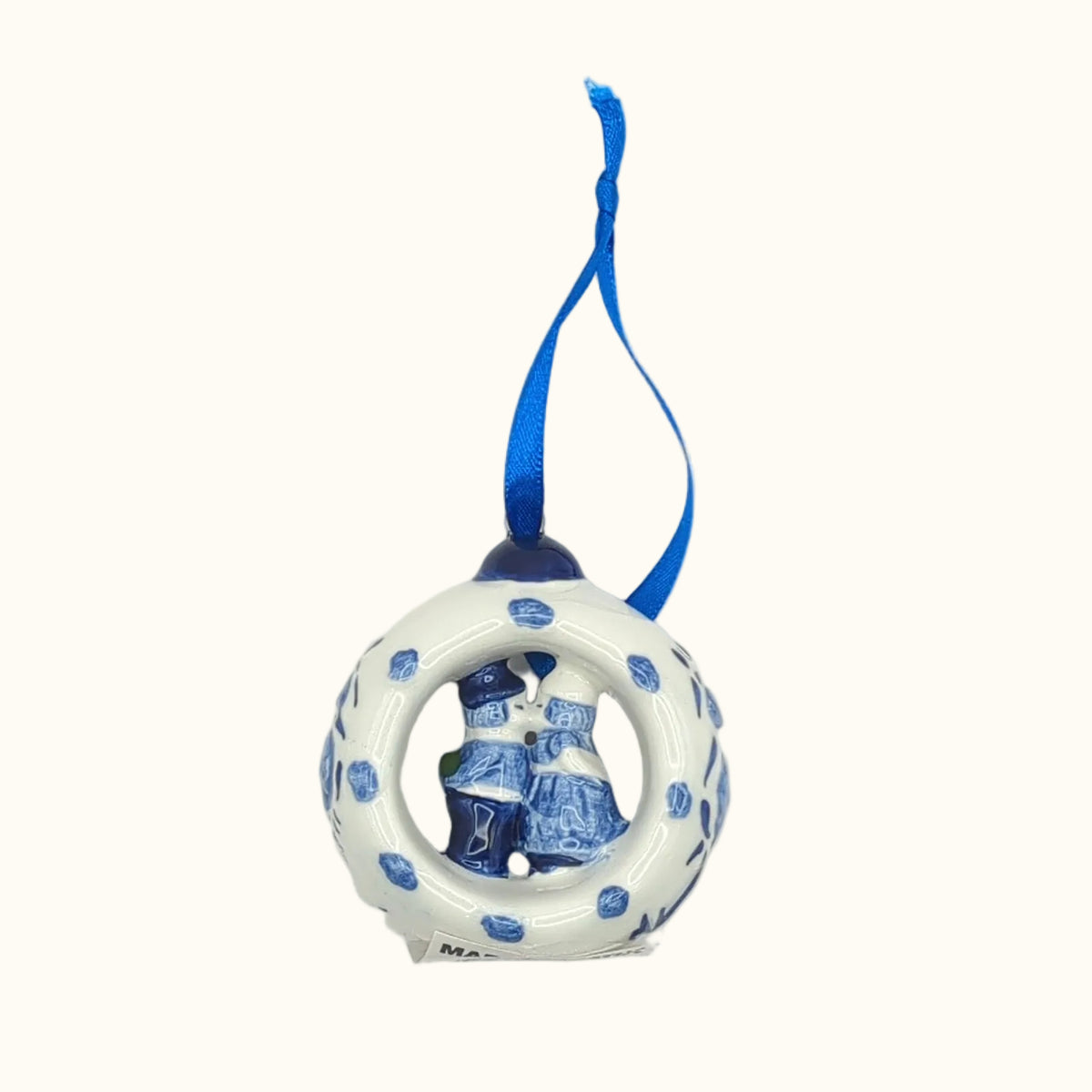 Ceramic Ring Ornament with Kissing Couple