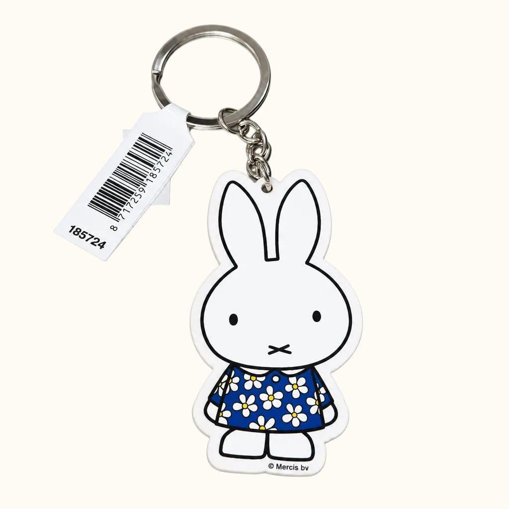 Keychain Wood Miffy And Flowers
