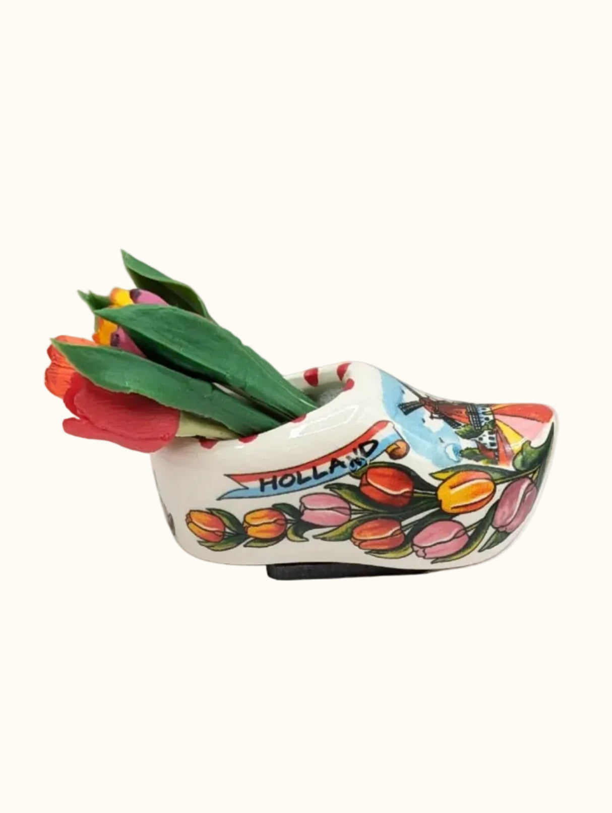 Ceramic Magnet Multicolor Clog Tulip Print 7 cm