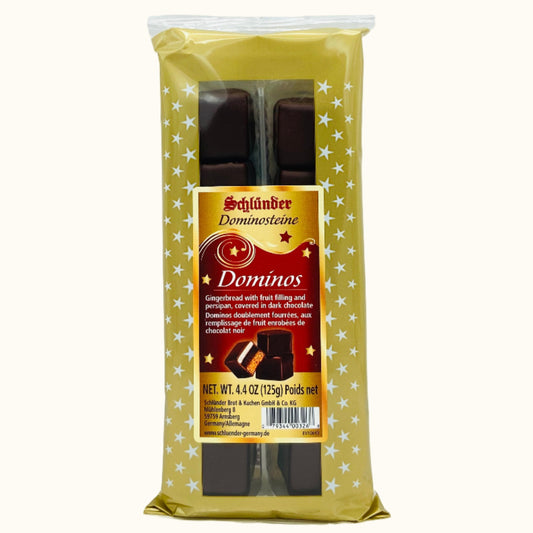 Schlunder Domino Dark Chocolate with Gingerbread Fruit Filling & Marzipan 125g