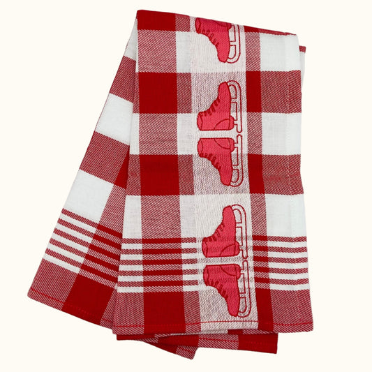 Twentse Damast Dutch Red Skates Tea Towel 60x65cm
