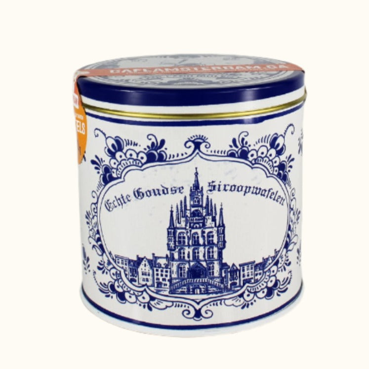 Cafe Amsterdam - Delfts Blauw Blik gevuld met Stroopwafels (Stroopwafel) 225g
