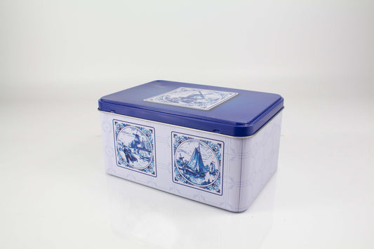 Rusk Tin Box Delfs Blue Cookie Box