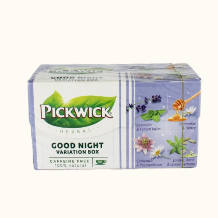 Coffret Pickwick Variation Bonne Nuit (Lavande, Mélisse, Miel, Camomille, Passiflore, Tilleul, Anis, Citron) 20 pièces